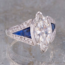 Art Deco Marquise-Cut Diamond & Sapphire Ring