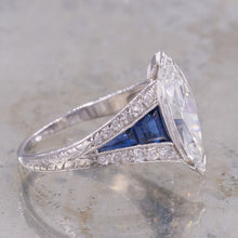 Art Deco Marquise-Cut Diamond & Sapphire Ring