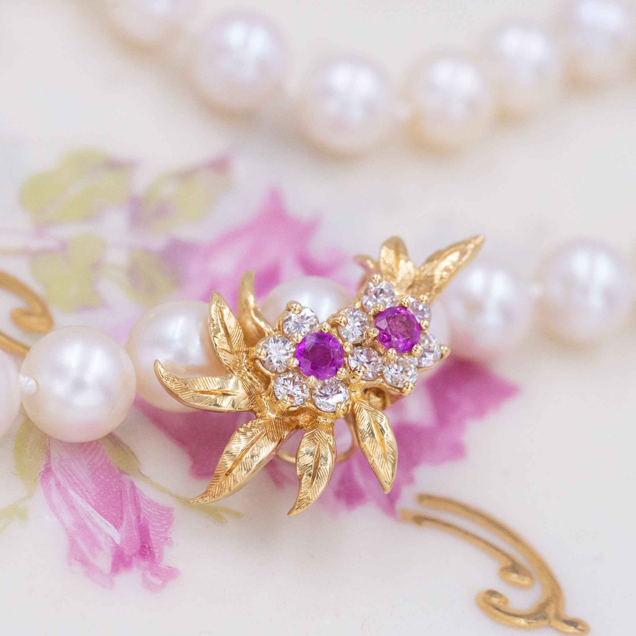 Fine Ruby & Diamond Enhancer C. 1950s Pippin Vintage Jewelry