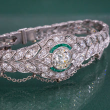 Art Deco Kozibe Diamond Bracelet with Emeralds c1920