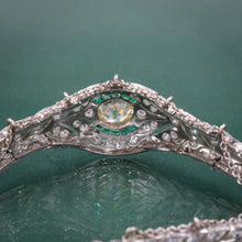 Art Deco Kozibe Diamond Bracelet with Emeralds c1920
