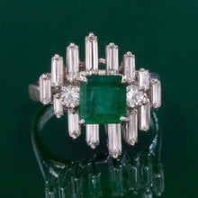 Colombian Emerald & Diamond Steps Ring c1950