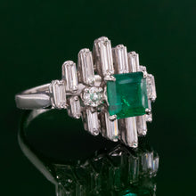 Colombian Emerald & Diamond Steps Ring c1950