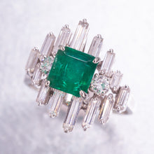 Colombian Emerald & Diamond Steps Ring c1950