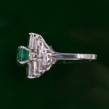 Colombian Emerald & Diamond Steps Ring c1950