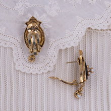 Victorian Revival Pearl & Onyx Earrings c1930