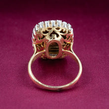 Floral Enamel Ring With Pearl Halo c1940