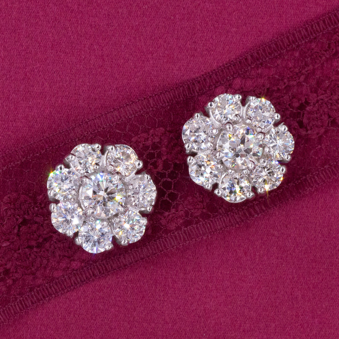 Diamond Cluster Stud Earrings c1940