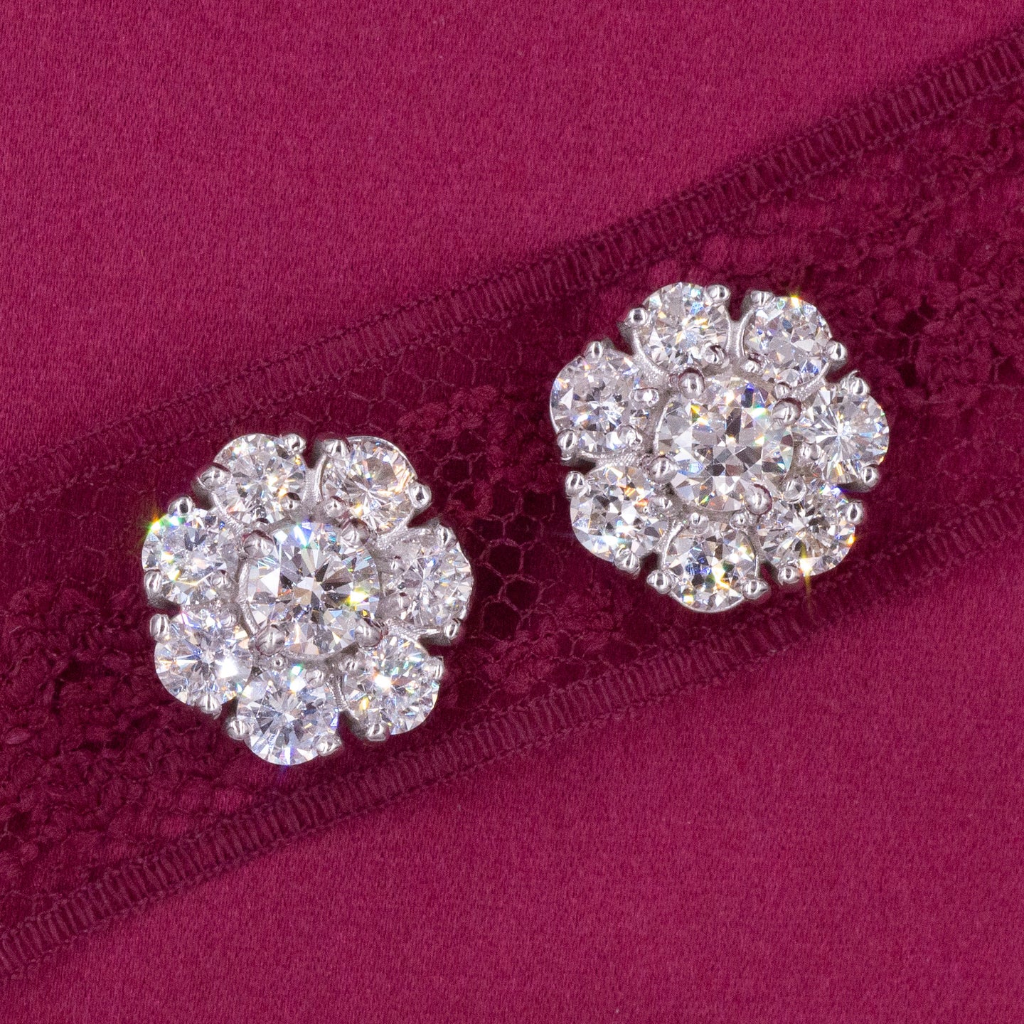 Diamond Cluster Stud Earrings c1940