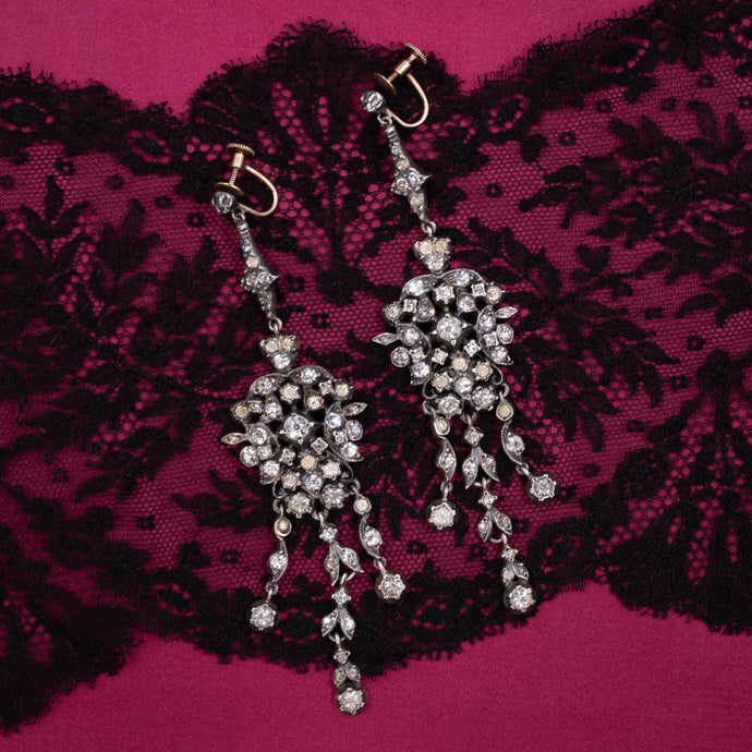 Victorian 'Giardinetti' Long Drop Earrings