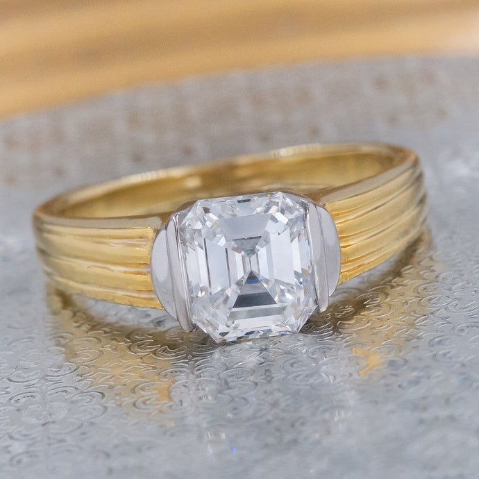 1.54 Carat Square Step-Cut Diamond Ring