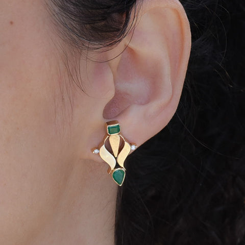 18 Karat Emerald and Diamond Earrings