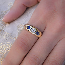 Antique Starry Flush-Set Sapphire & Diamond Ring