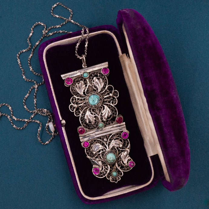 Antique Ottoman Ruby & Turquoise Pendant