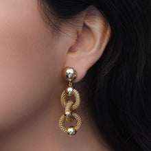 Gold Mesh-Link Drop Earrings c1980