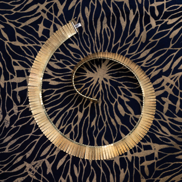 Gold Fringe Collar Necklace c1980