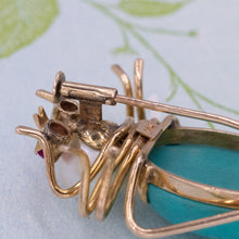 Antique Turquoise & Pearl Love-bug Brooch