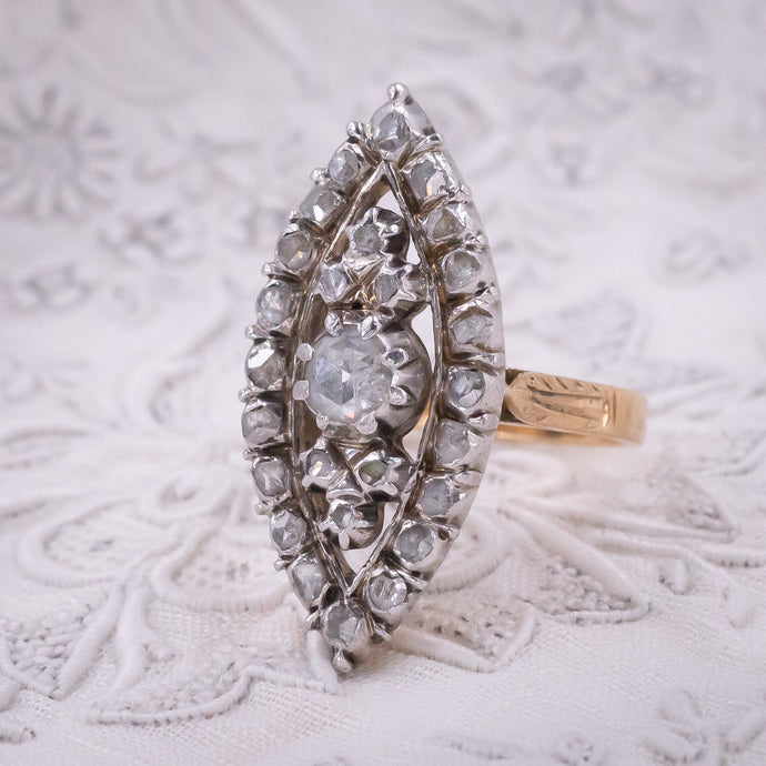 Georgian Rose-Cut Diamond Navette Ring