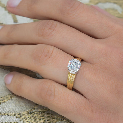 1.54 Carat Square Step-Cut Diamond Ring
