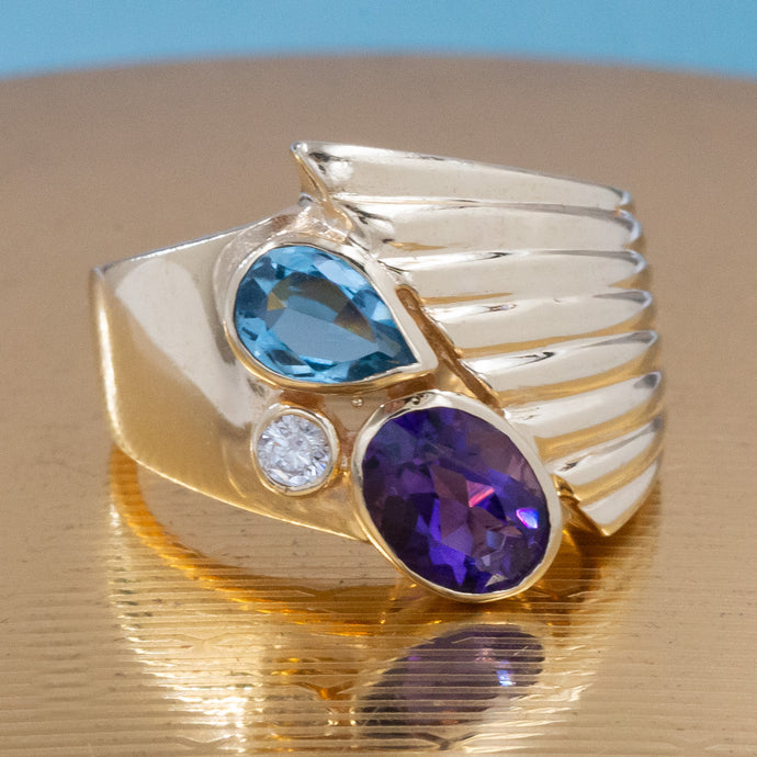 Multi-Gem Cocktail Ring c1980