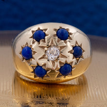 Old Mine-Cut Diamond & Lapis Bombé Ring