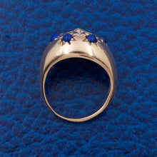 Old Mine-Cut Diamond & Lapis Bombé Ring