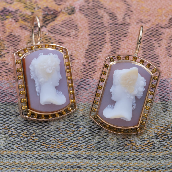 Sardonyx Cameo Earrings C. 1880s