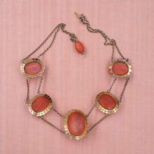Victorian Coral Cameo Necklace with Greek Gods