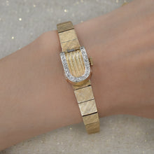 Mid-Century Covered Watch with Diamonds and Florentine Finish
