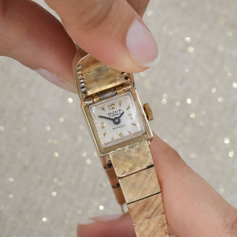 Mid-Century Covered Watch with Diamonds and Florentine Finish