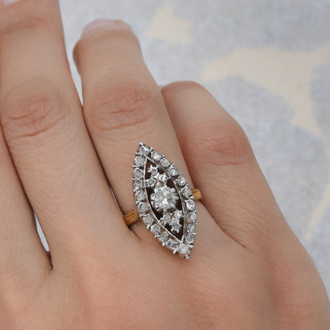 Georgian Rose-Cut Diamond Navette Ring