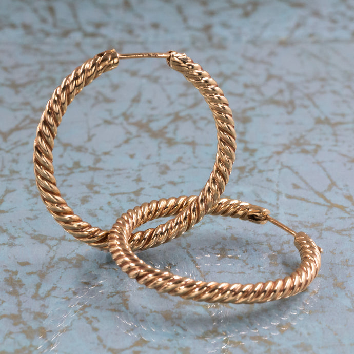 Gold Rope Hoop Earrings