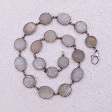Carved Moonstone and Sterling Moon Face Necklace