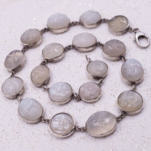 Carved Moonstone and Sterling Moon Face Necklace