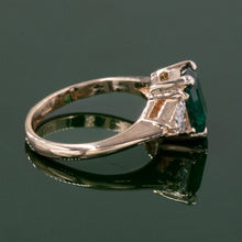 Emerald Ring with Trillion-Cut Diamonds c1980