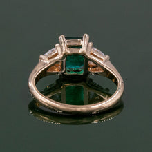 Emerald Ring with Trillion-Cut Diamonds c1980