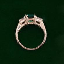 Emerald Ring with Trillion-Cut Diamonds c1980
