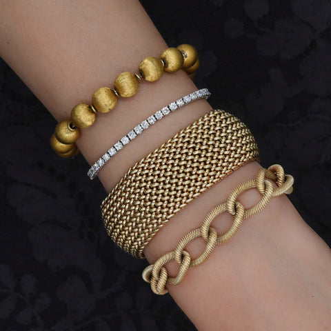 Mid-Century Gold Satin Bead Bracelet