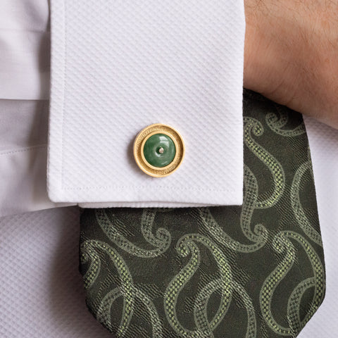 14 Karat Jade & Diamond Cufflinks