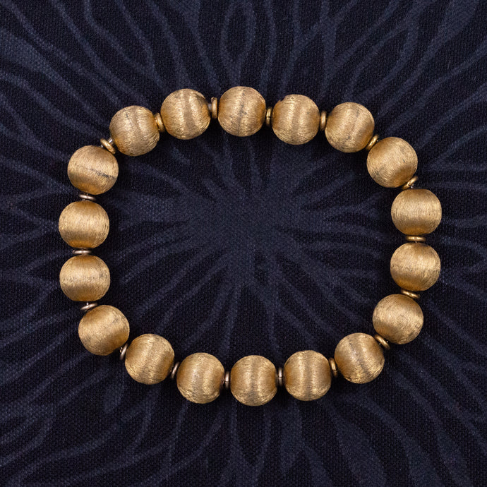 Mid-Century Gold Satin Bead Bracelet