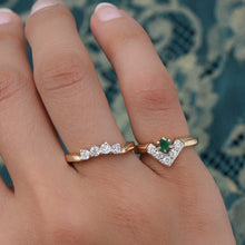 Emerald and Diamond Chevron Ring c1970