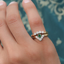 Emerald and Diamond Chevron Ring c1970