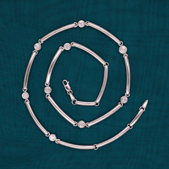 Platinum & Diamond Station Necklace