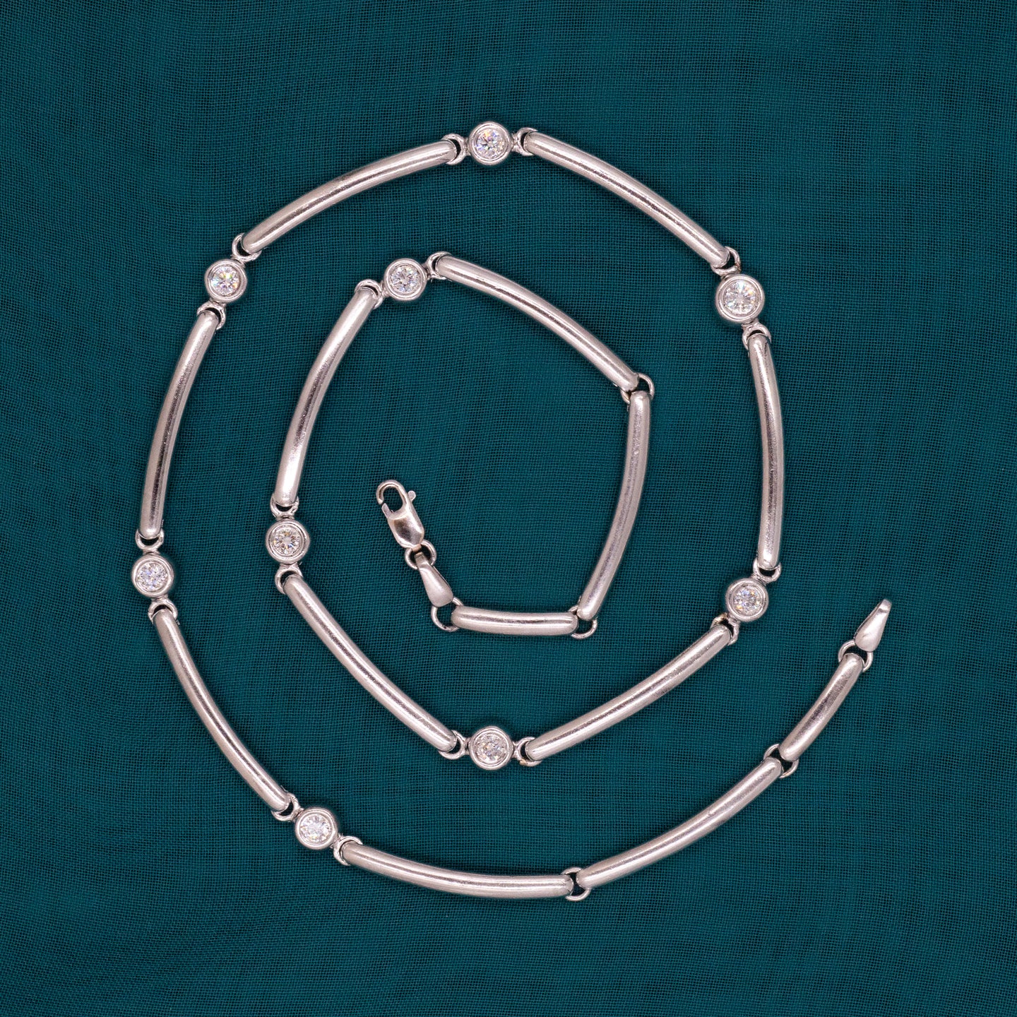 Platinum & Diamond Station Necklace