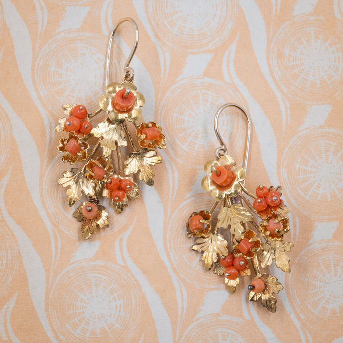 Leafy Coral Earrings C. 1830s