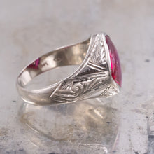 Etched Ruby Cabochon Ring c1930
