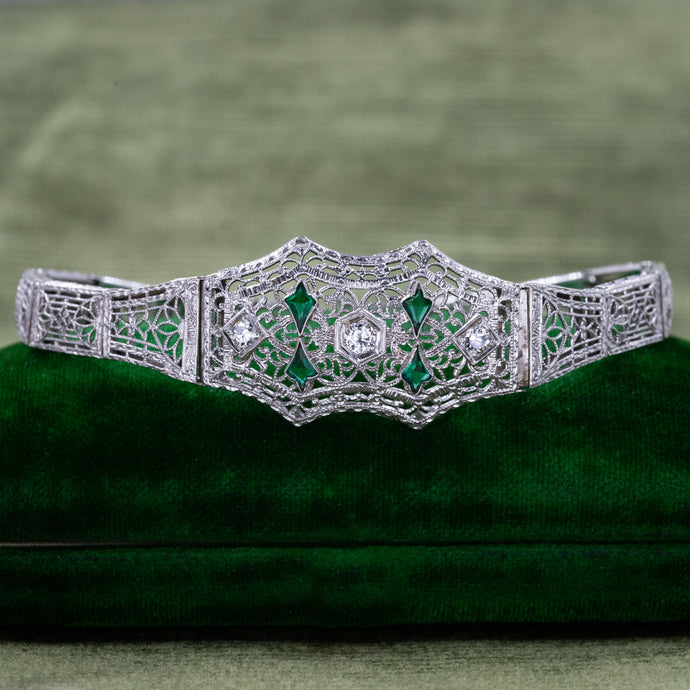 Art Deco Filigree Bracelet with Diamonds c1920