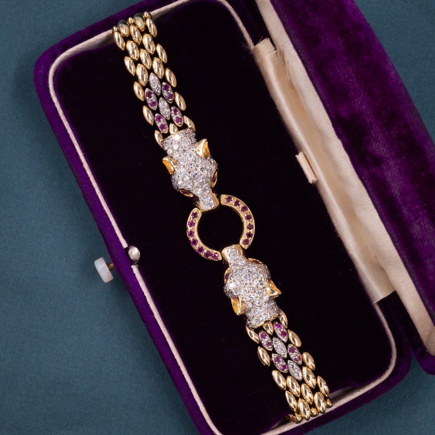 Panther Bracelet with Rubies and Diamonds c1980