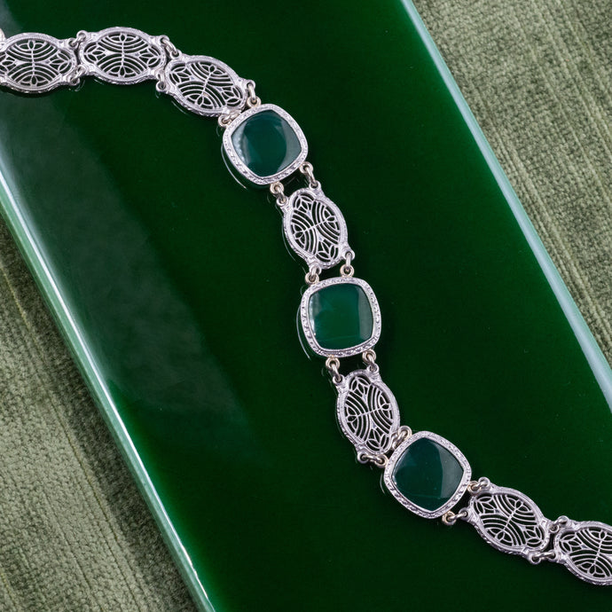 Chrysoprase Filigree Bracelet c1920