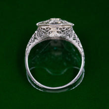 Filigree Dinner Ring with Glass Emeralds c1920